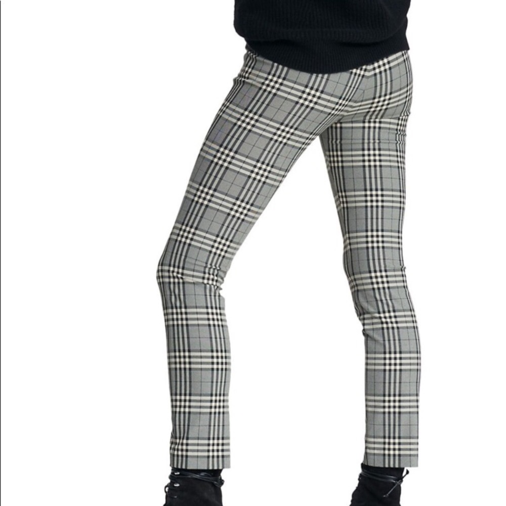 Rag & Bone Simone Gray Plaid Checkered Straight Leg Ankle Pants size 0 - Picture 5 of 10